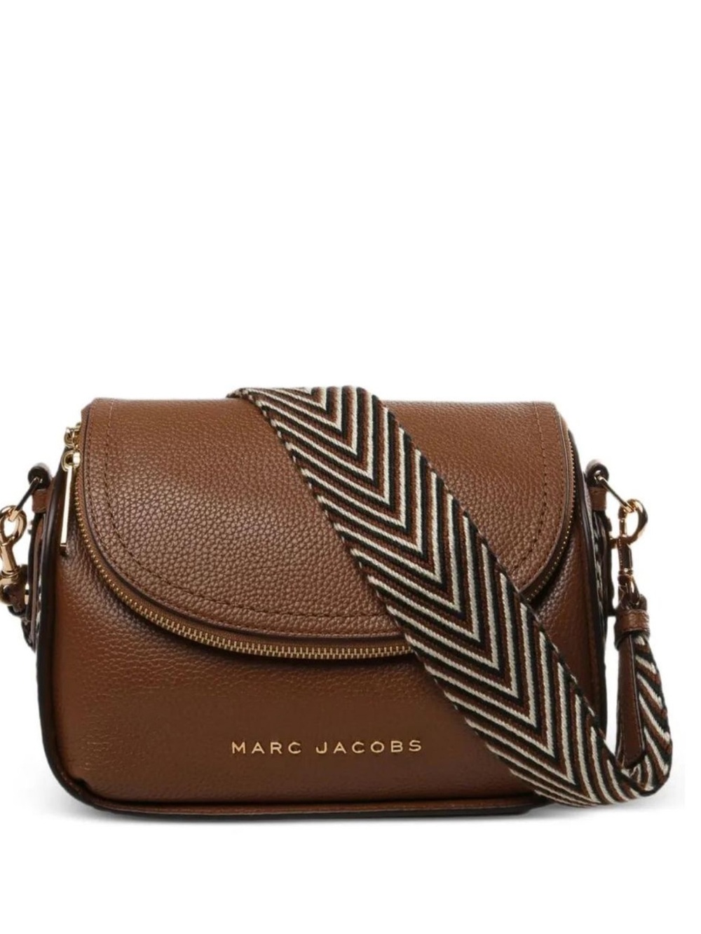 Marc Jacobs The Groove Leather Crossbody Chevron Strap Brown